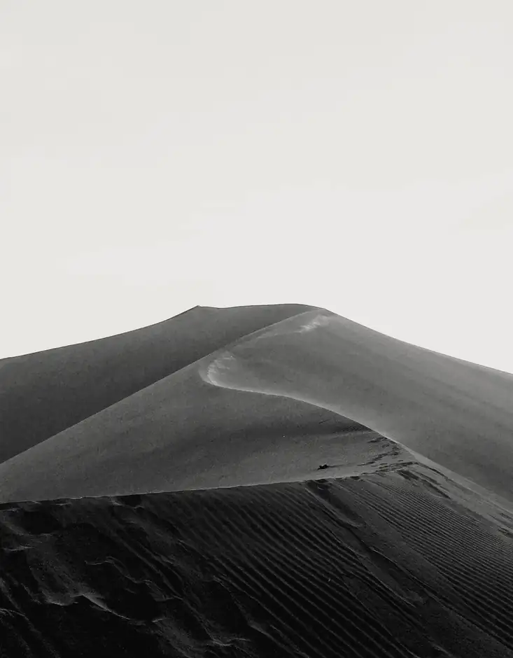 Duna en blanco y negro bajo un cielo claro