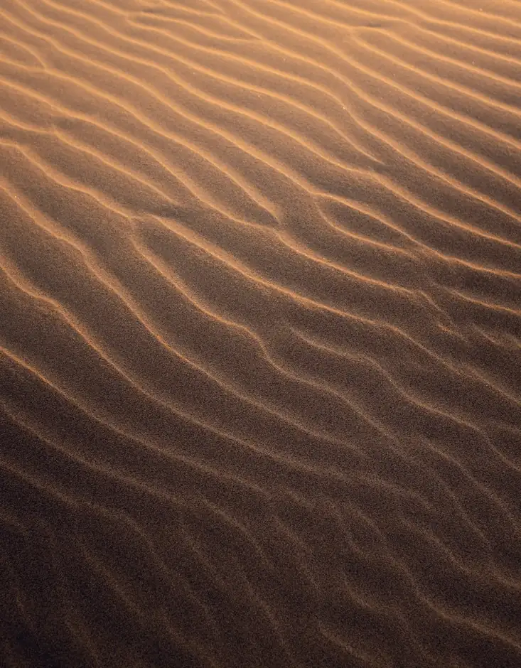 Ondas de arena en una duna, con luz baja