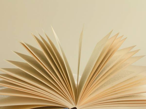 Páginas de un libro abiertas en abanico