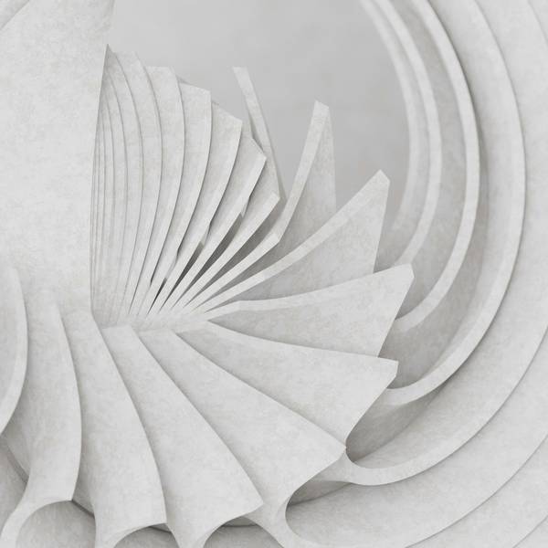 Relieve de papel blanco en abanico