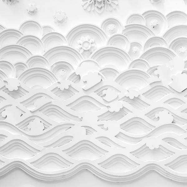 Relieve de papel blanco con forma de olas