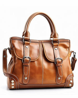 Bolso de cuero miel con dos hebillas
