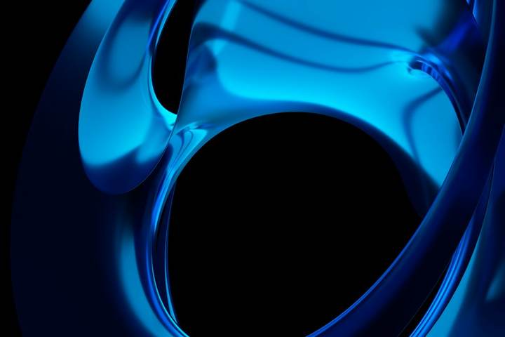 Forma azul brillante sobre fondo negro