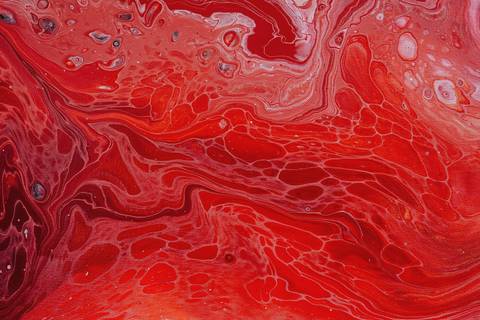 Superficie roja con celdas y venas de tinta