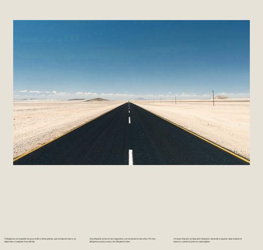 Página con una fotografía de la carretera y una columna de texto