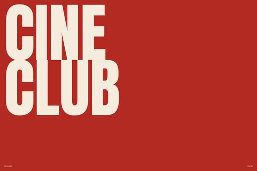 Cartel rojo con la palabra «Cine» en letras claras