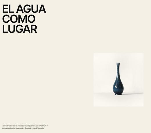 Página con un texto sobre las salas de agua y una fotografía de un cuenco azul