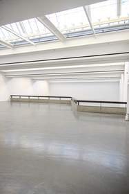 Sala amplia con tragaluz y suelo pulido