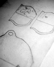 Moldes de patrón dibujados sobre papel