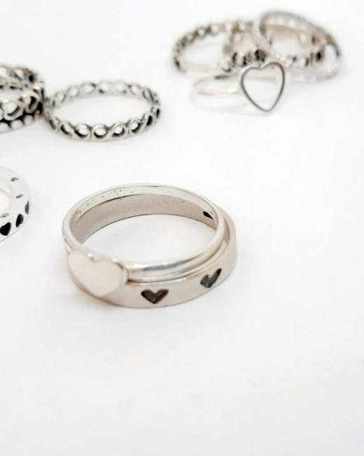 Anillos Corazón, plata de ley
