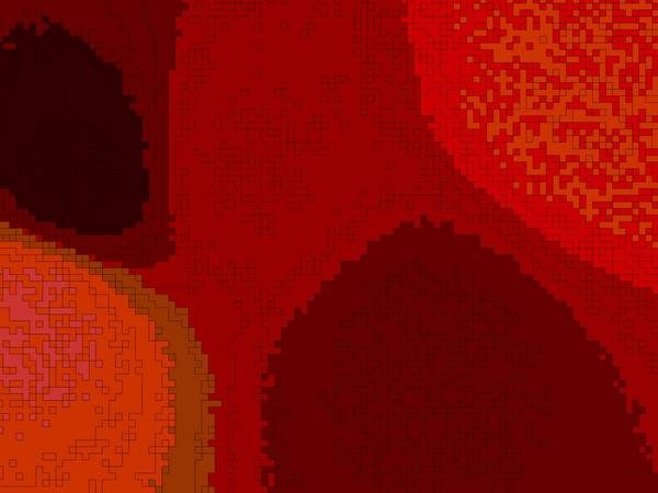 Imagen pixelada en rojos intensos