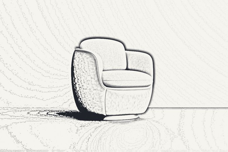 Boceto a lápiz de un sillón redondeado