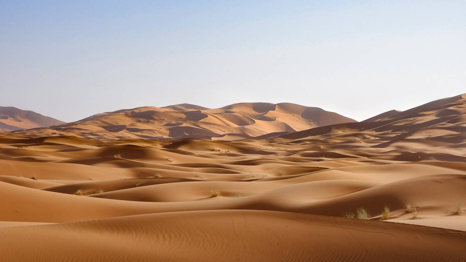 Cordón de dunas con una cadena de montañas al fondo