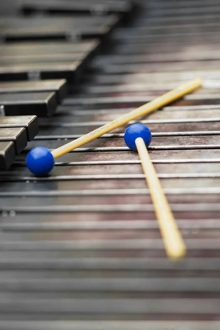 Barras de marimba con mazas de punta azul